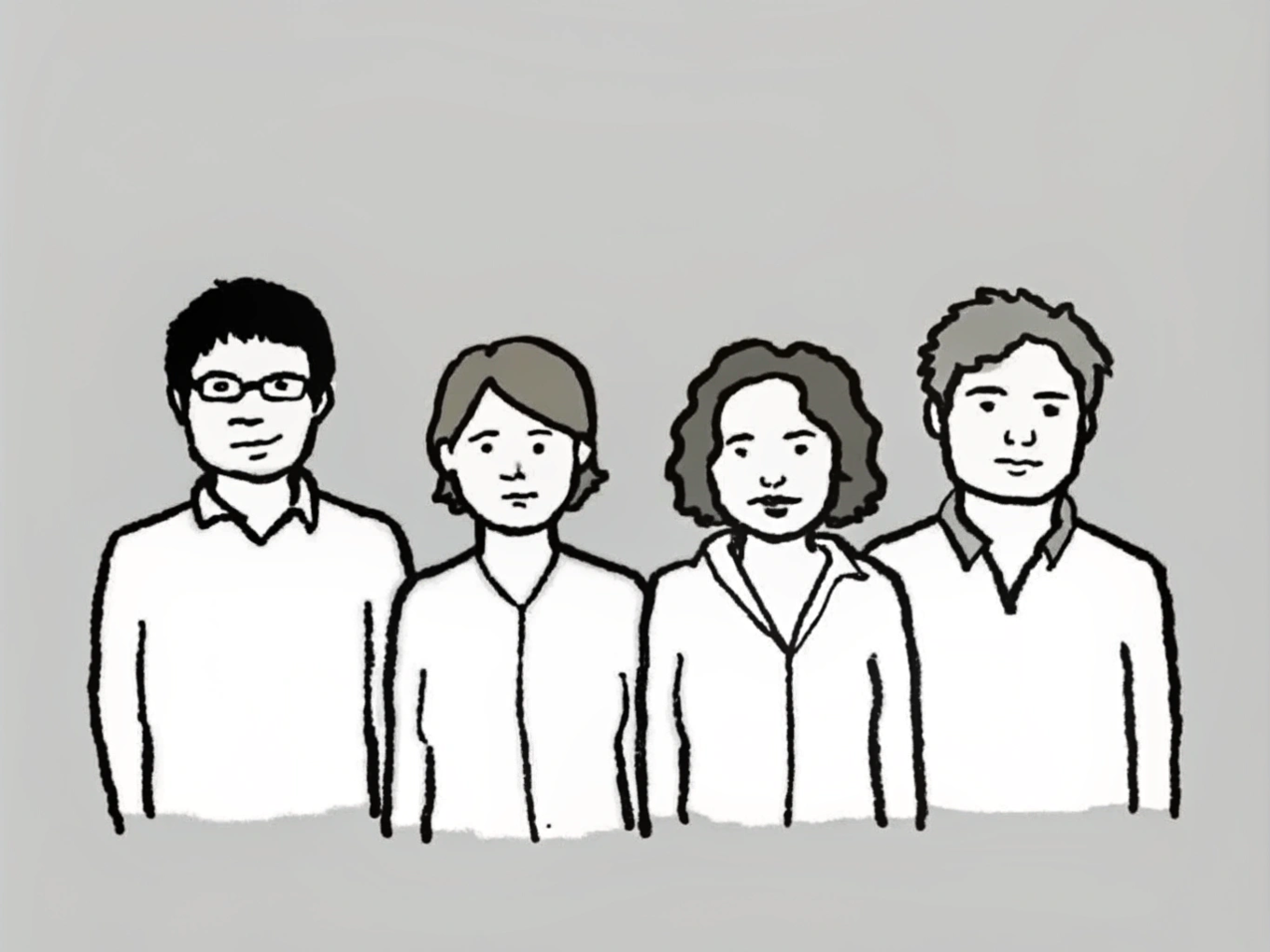 Illustration of a team, in pastel colors